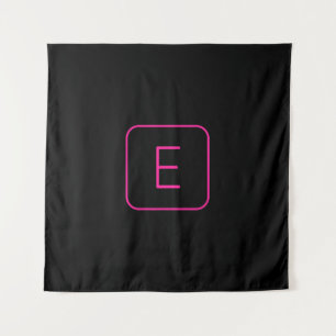 Modern Styled Initial Monogram Pink & Black Tapestry