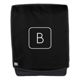 Modern Styled Initial Monogram   White & Black Backpack