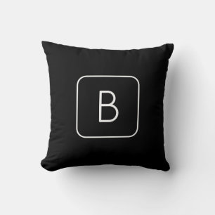 Modern Styled Initial Monogram White & Black Cushion