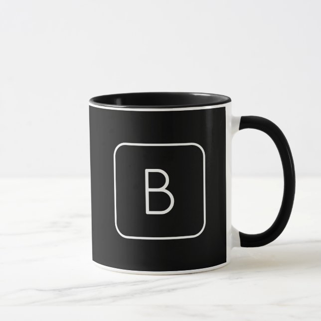 Modern Styled Initial Monogram | White & Black Mug (Right)