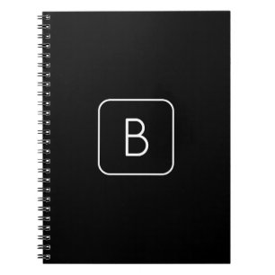 Modern Styled Initial Monogram   White & Black Notebook