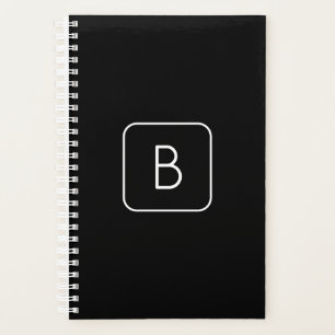 Modern Styled Initial Monogram   White & Black Planner