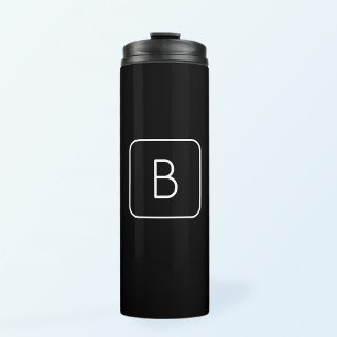 Modern Styled Initial Monogram   White & Black Thermal Tumbler