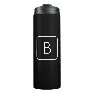 Modern Styled Initial Monogram   White & Black Thermal Tumbler