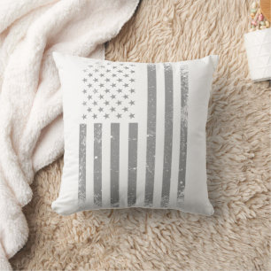 Modern Stylised Black USA Flag , Abstract Cushion