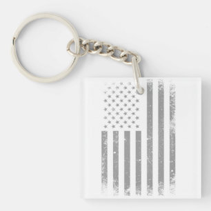 Modern Stylised Black USA Flag , Abstract Key Ring