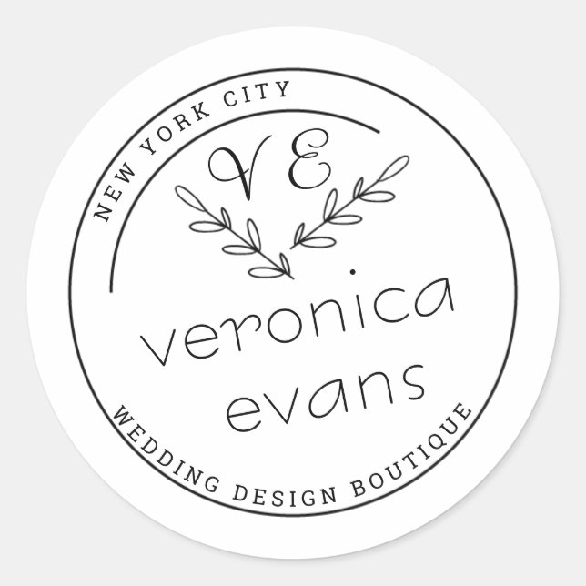 Modern stylised botanical branches logo classic round sticker (Front)