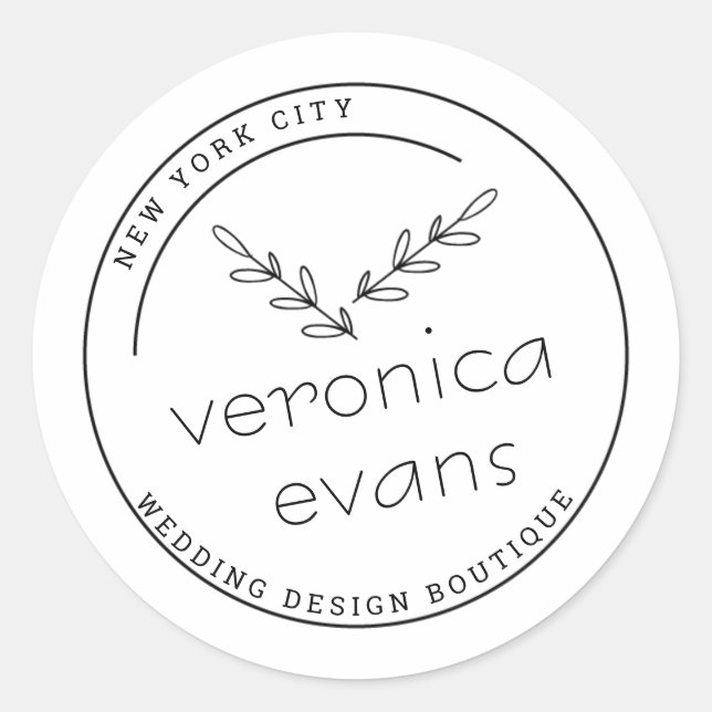Modern stylised botanical branches logo classic round sticker (Front)