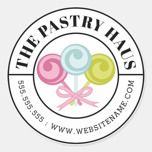 Modern Stylised Cake Pops Candy Curved Text Classic Round Sticker (Front)