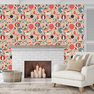 Modern Stylised Calyxes and Seed Pods Peel & Stick Wallpaper