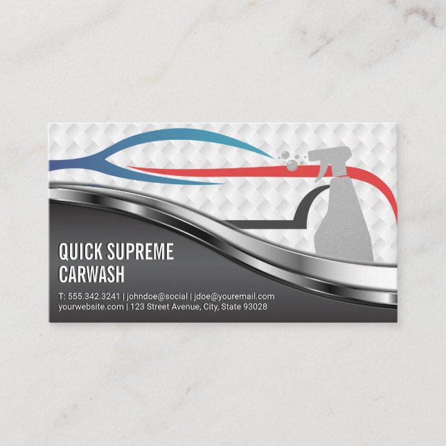 Modern Stylised Car Logo | Car Wash Service Business Card (Front)