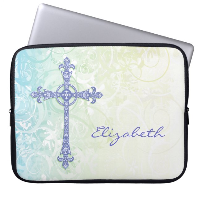 Modern Stylised Cross Laptop Sleeve (Front)