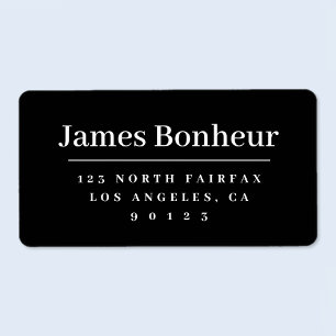 Modern Stylised Return Address Black & White Label
