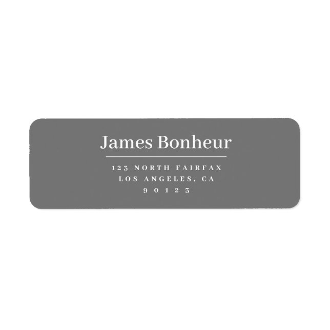 Modern Stylised Return Address Grey & White Return Address Label (Front)