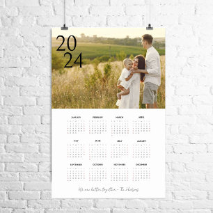 Modern & Stylish 2024 Full Year 1 Photo Calendar Poster