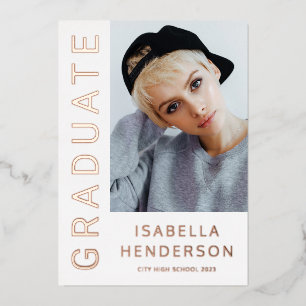 Modern Stylish 2 Photo Graduation Rose Gold