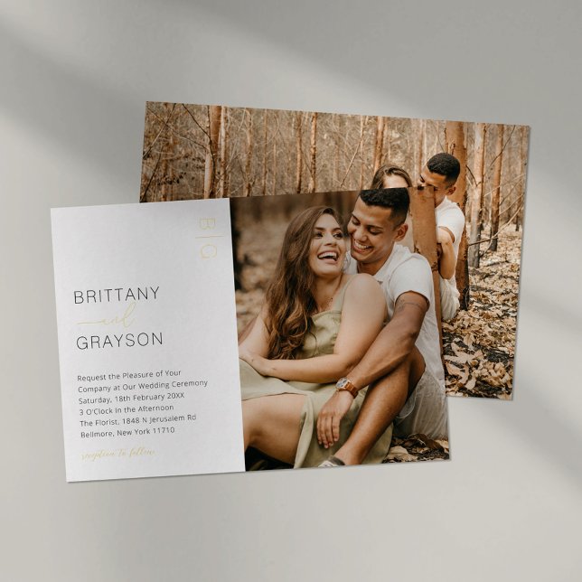 Modern Stylish 2 Photo Wedding Foil Invitation (Creator Uploaded)
