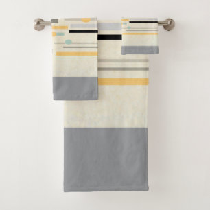modern stylish abstract art mid century design bath towel set
