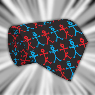 Modern Stylish Angel Devil Icons Pattern Tie