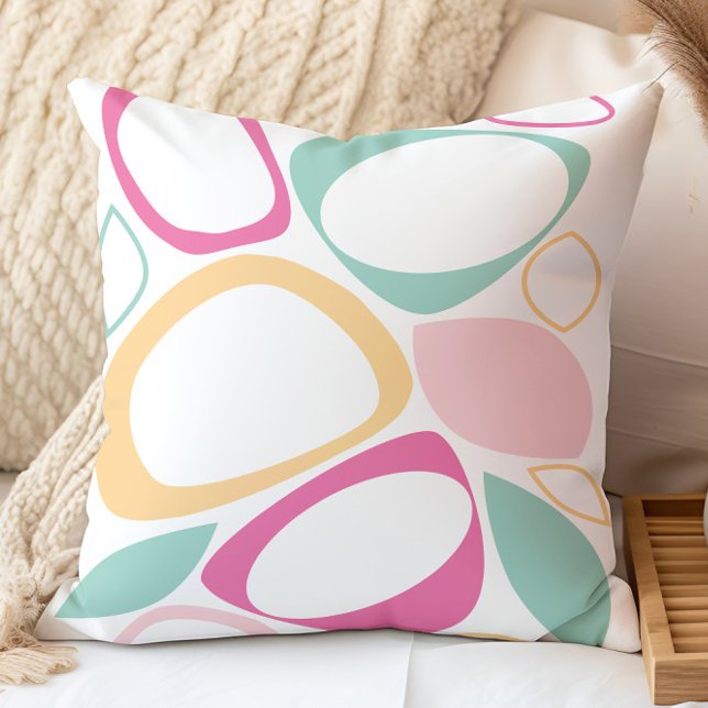 Modern Stylish Aqua Pink Yellow Abstract Pattern Cushion (Creator Uploaded)