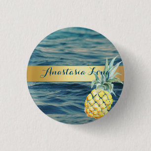 Modern Stylish, Beach, See, Pineapple 3 Cm Round Badge