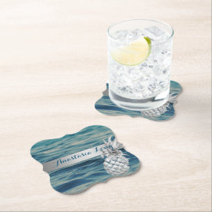 Modern Stylish, Beach, See, Pineapple Paper Coaster
