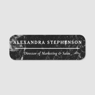 Modern Stylish Beauty Profession Black Marble Name Tag
