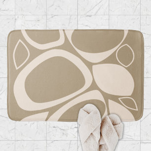 Modern Stylish Beige Cream Abstract Pattern Bath Mat