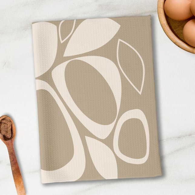 Modern Stylish Beige Cream Abstract Pattern Tea Towel (Creator Uploaded)
