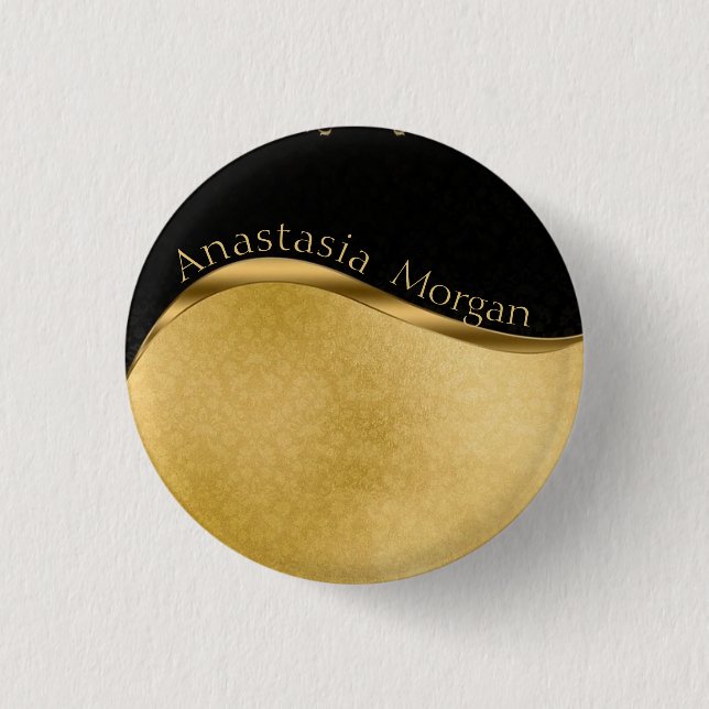 Modern Stylish, Black and Gold  3 Cm Round Badge (Front)