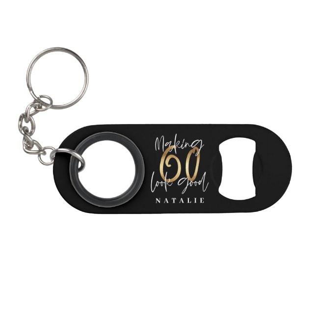 Modern stylish black and gold 60th birthday (Front (Horizontal))