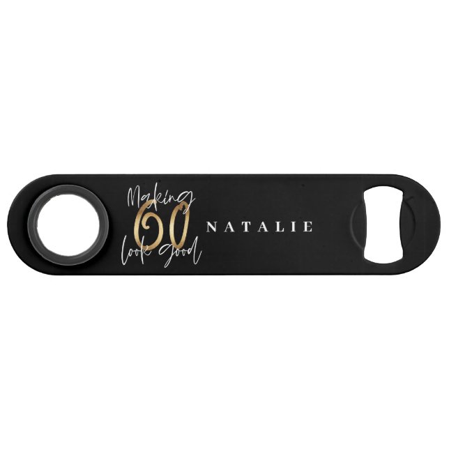 Modern stylish black and gold 60th birthday (Front (Horizontal))