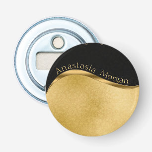 Modern Stylish, Black and Gold Bottle Opener