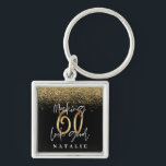 Modern stylish black and gold glitter 60 birthday key ring<br><div class="desc">Modern black and gold effect glitter 60th birthday gift. Part of a elegant stylish collection.</div>