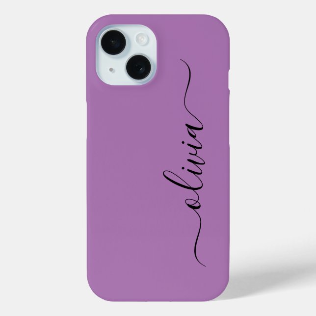 Modern Stylish Black and purple Monogram  Case-Mate iPhone Case (Back)