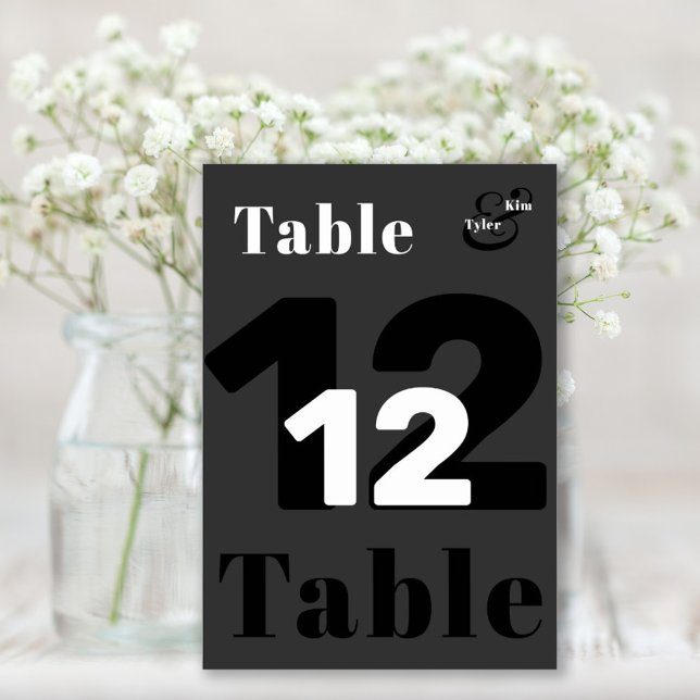 Modern stylish black and white wedding table number (Creator Uploaded)