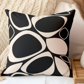Modern Stylish Black Cream Abstract Pattern Cushion