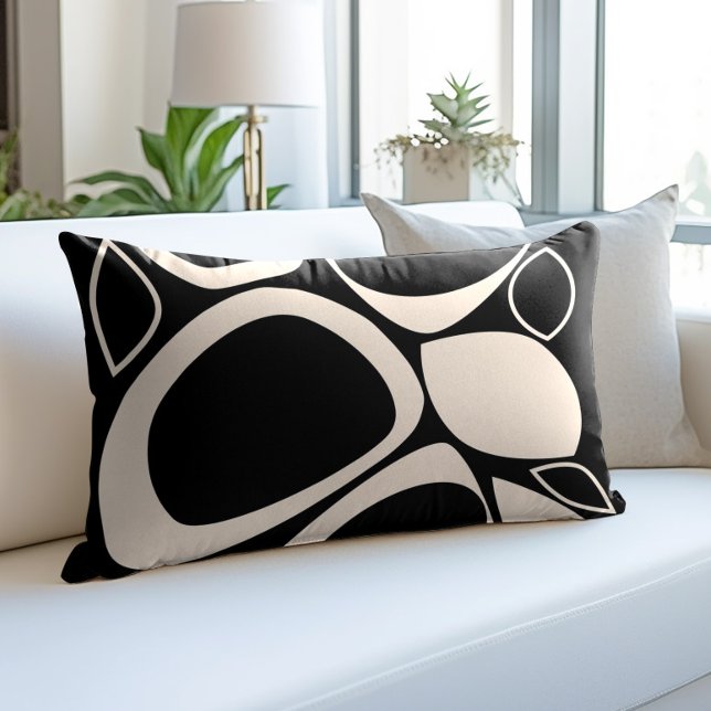 Modern Stylish Black Cream Abstract Pattern Decorative Cushion (Creator Uploaded)