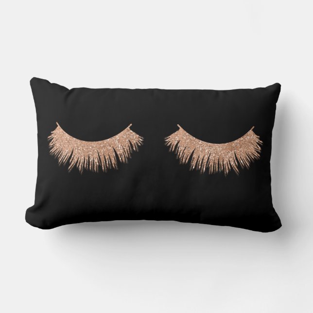 Modern Stylish Black Eyelashes Makeup Throw Pillow (Front)