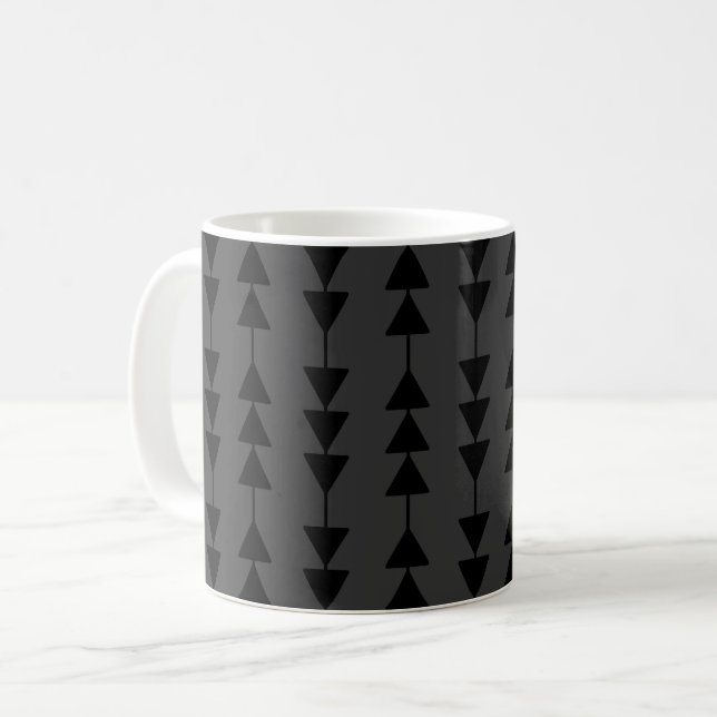Modern & Stylish Black Hanging Triangles on Smoky Coffee Mug (Front Left)