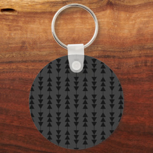 Modern & Stylish Black Hanging Triangles on Smoky Key Ring