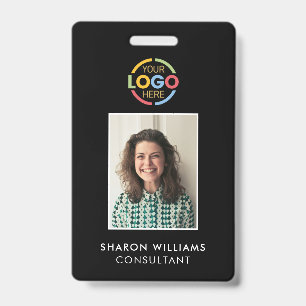 Modern Stylish Black Minimalist Employee Photo ID Badge