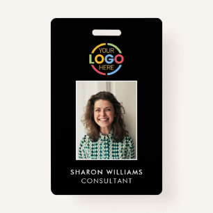 Modern Stylish Black Minimalist Employee Photo ID ID Badge