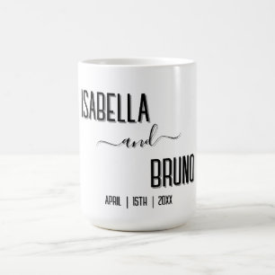 Modern, Stylish Black Personalised Text Wedding Coffee Mug