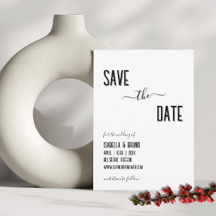 Modern, Stylish Black Personalised Text Wedding Save The Date