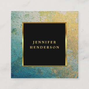Modern stylish black turquiose gold professional square business card
