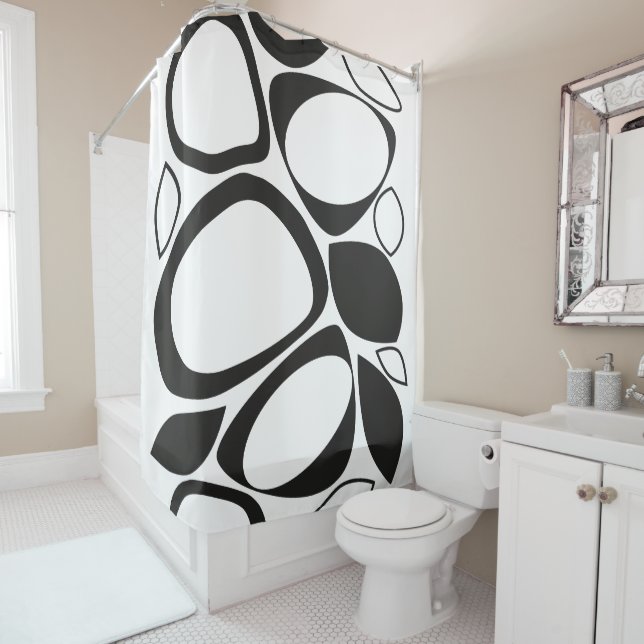 Modern Stylish Black White Abstract Pattern Shower Curtain (In Situ)