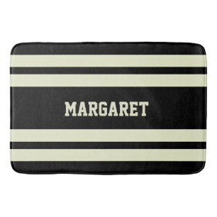 Modern stylish black white monogram name  bath mat