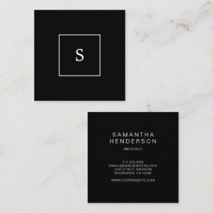 Modern stylish black white professional monogram square business card
