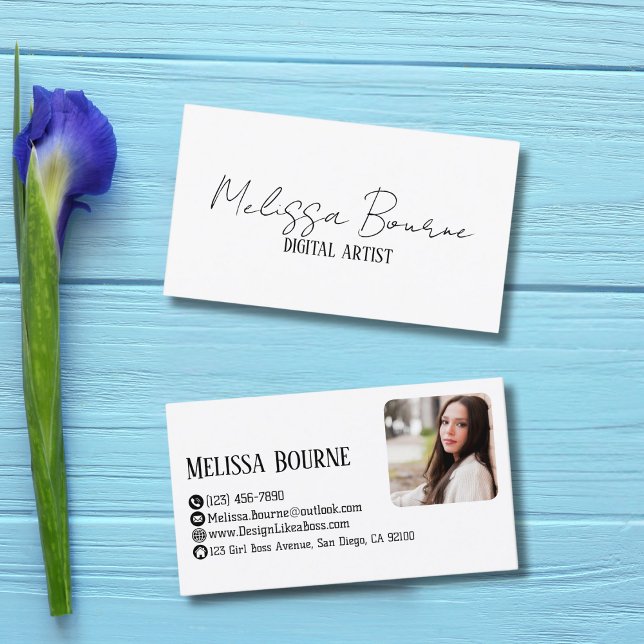 Modern Stylish Black White, Professional Photo Business Card (Creator Uploaded)